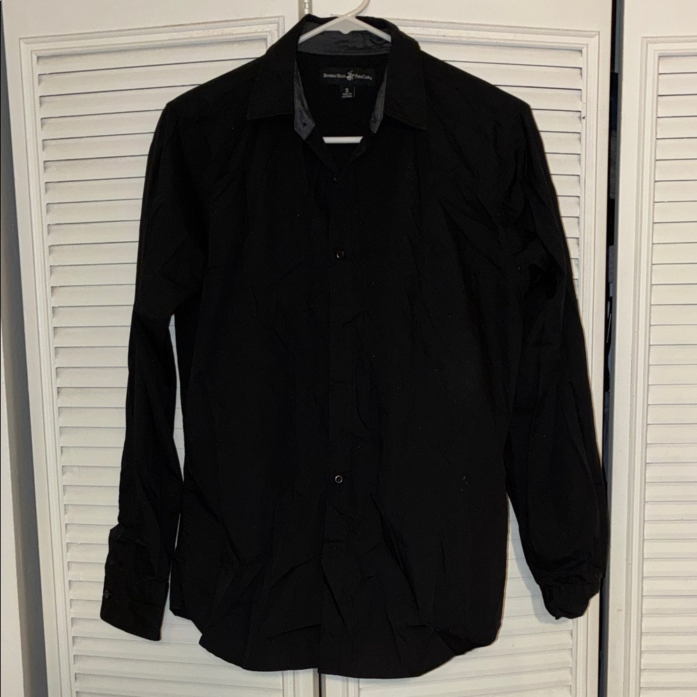 Beverly Hills Polo Club Men's Black Long-Sleeve Dress Shirt